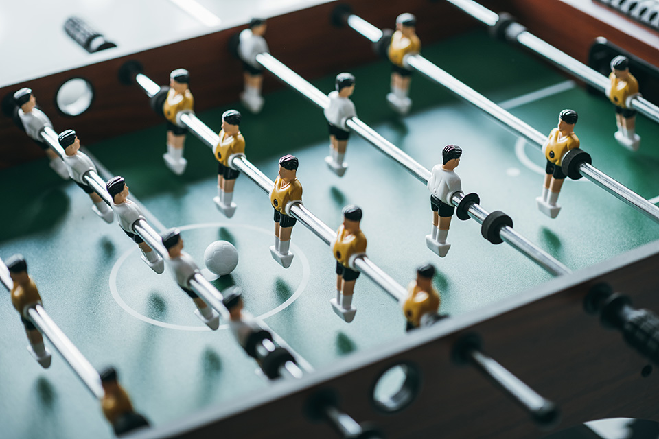 Foosball at modern office, close-up view