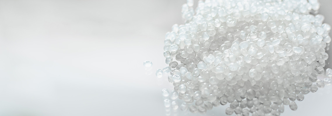 Close-up of plastic polymer granules