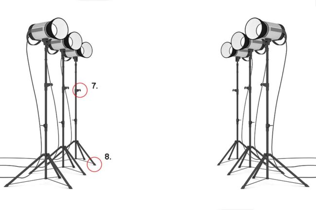 Professional spotlights for film and television with wing screws and glides