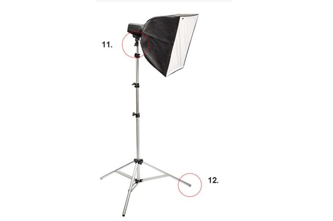 Film reflector light with three star knob and covering pliugs, isolated on white background