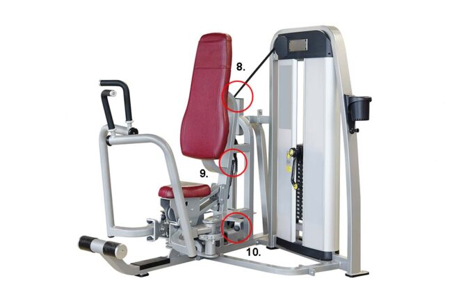 Home Trainer with Red Bench with plugs and caps and protection grips
