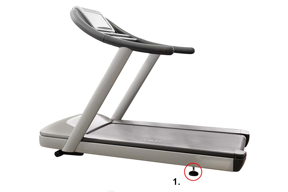 Elegant treadmill in white shades with hight adjusters
