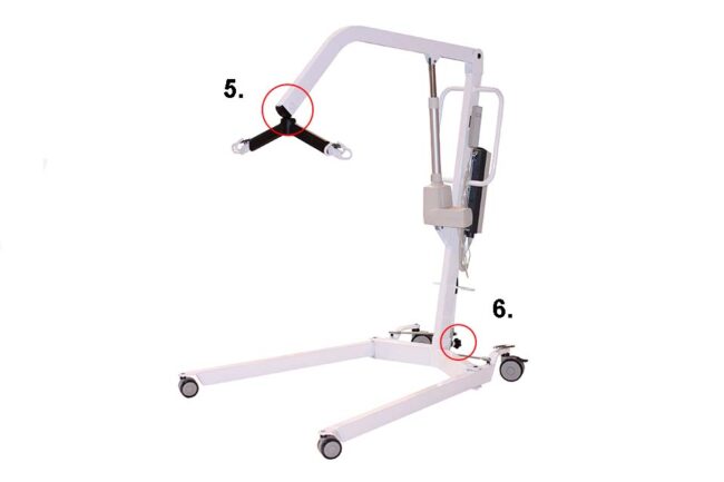 Barrier free lifting device with covering plugs and cross handles, white background