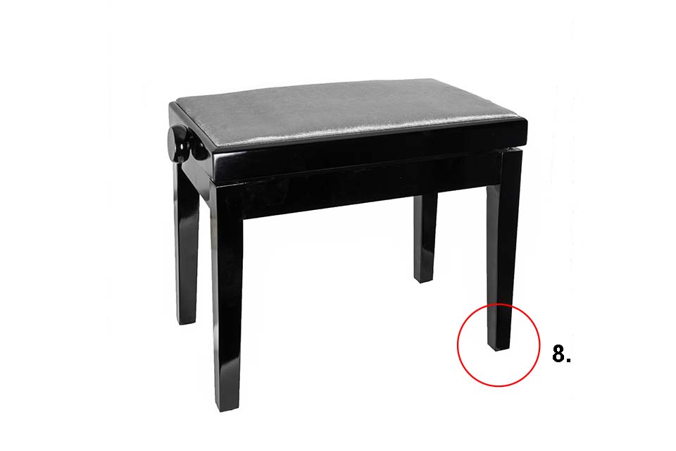 Piano bench in black with adhesive felt pads