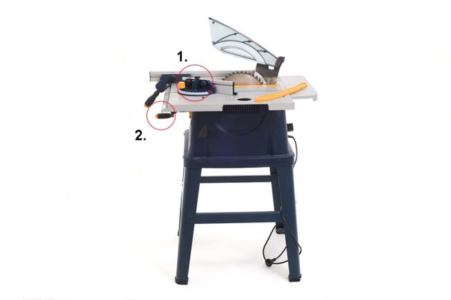 Small workshop circular stand saw with handles