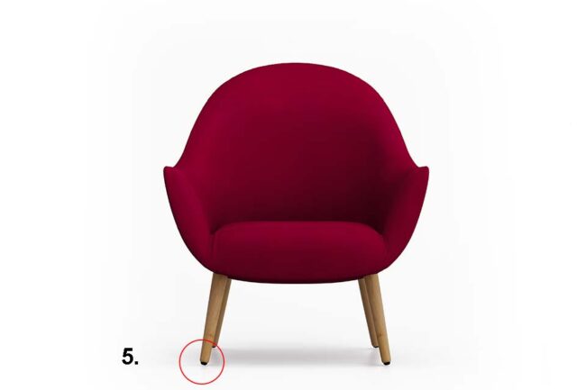 Tomato red upholstered armchair for living area