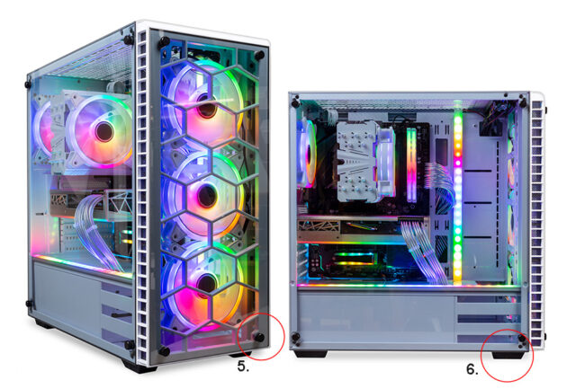 Set Collection of Colourful Custom Gaming PC Computer with knurled screws and furniture feet