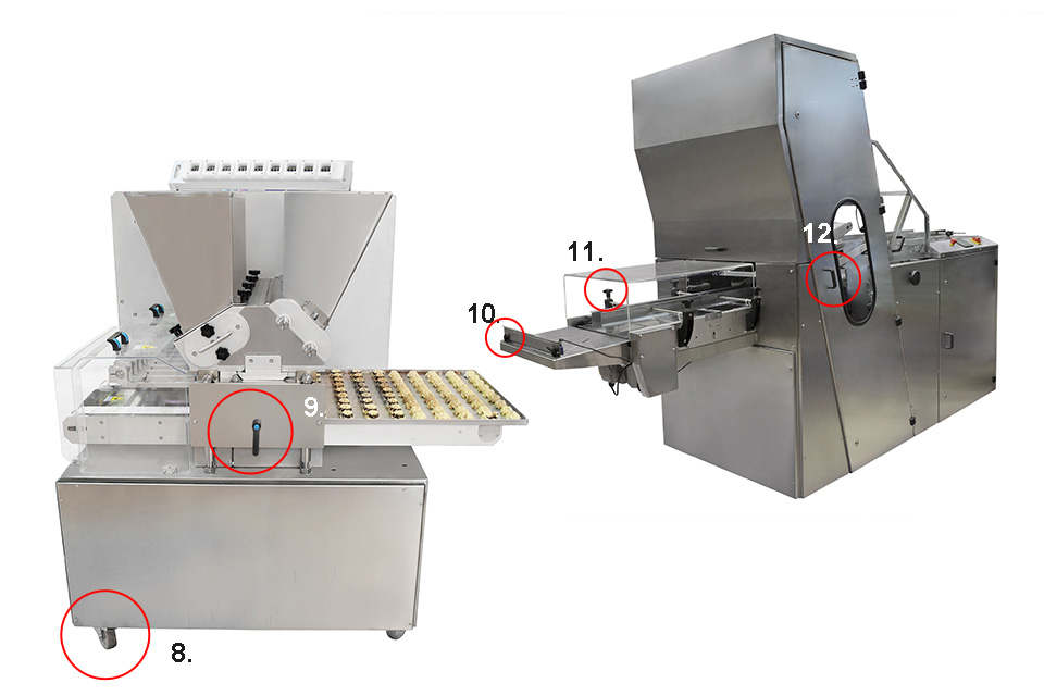 Automatic baking machine with crank handles and swivel whels