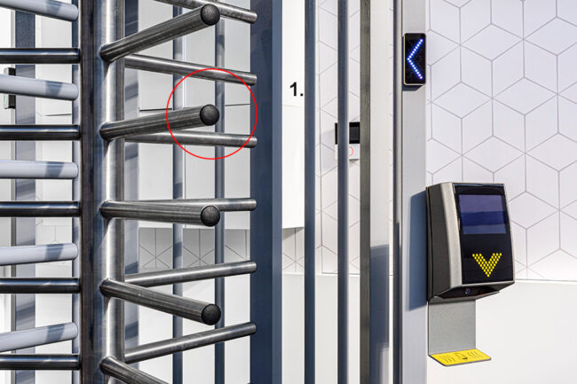 Turnstile - security gate with card key reader with protection plugs