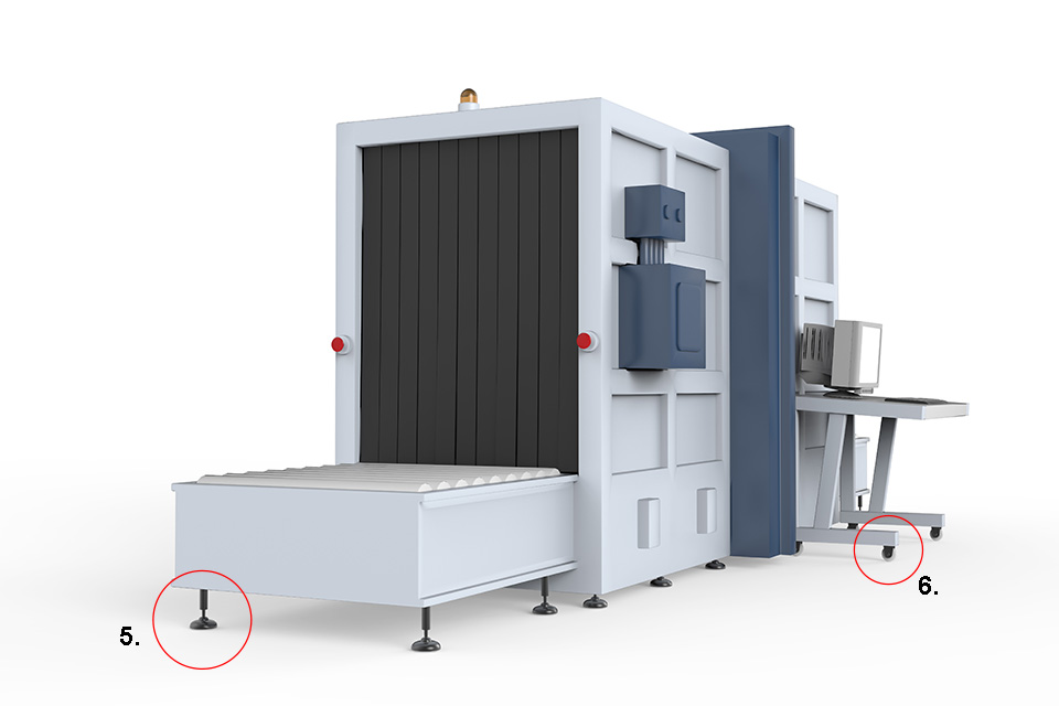 Cargo Spreener mit Lenkrollen und Maschinenfüßen, isoliert auf weißem Hintergrund 3D-Rendering