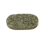 Das Bild zeigt ein ovales graumeliertes Filzplättchen.
