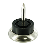 Das Bild zeigt einen Nagelschieber mit einem schwarzen TPE-Puffer und einer Metallgleitfläche.