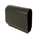 Das Bild zeigt eine schwarze Winkelgleitkappe für Ovalrohre.