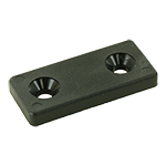 Es wird eine schwarze rechteckige Gleitplatte mit zwei Befestigungsbohrungen gezeigt.