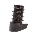 Die Abbildung zeigt einen schrägen Lamellengleiter aus PE für Rundrohre mit variablem Aufstellwinkel und integriertem Stapelschutz.