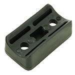 Das Bild zeigt einen schwarzen Schalengleiter mit zwei Montagebohrungen.