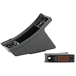 Das Bild zeigt einen schwarzen Schalengleiter mit einer geklebten rotbraunen PUR-Haftfläche.