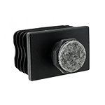 Dargestellt ist ein schwarzer Justierstopfen mit einer aufgeschweißten Gleitfläche aus grauem Filz.