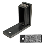 Das Bild zeigt einen schwarzen Winkelgleiter mit einer aufgeschweißten Filzgleitfläche und eine Befestigungsbohrung.