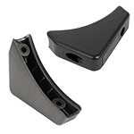 Abgebilkdet ist ein schwarzer Schalengleiter zur Befestigung an Ovalrohre. Er weist zwei Montagebohrungen auf.