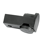 Dargestellt ist ein schwarzer, mit einer Rändelschraube höhenverstellbarer Winkelgleiter.