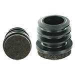 Das Bild zeigt einen runden schwarzen Bodengleiter mit einer schwarzen Filz-Gleitfläche