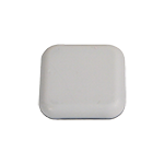 Das Bild zeit eine rechteckige grau PTFE-Gleitfläche auf weißem Hintergrund.