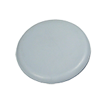 Das Bild zeigt eine rund graue PTFE-Gleitfläche auf weißem Hintergrund.